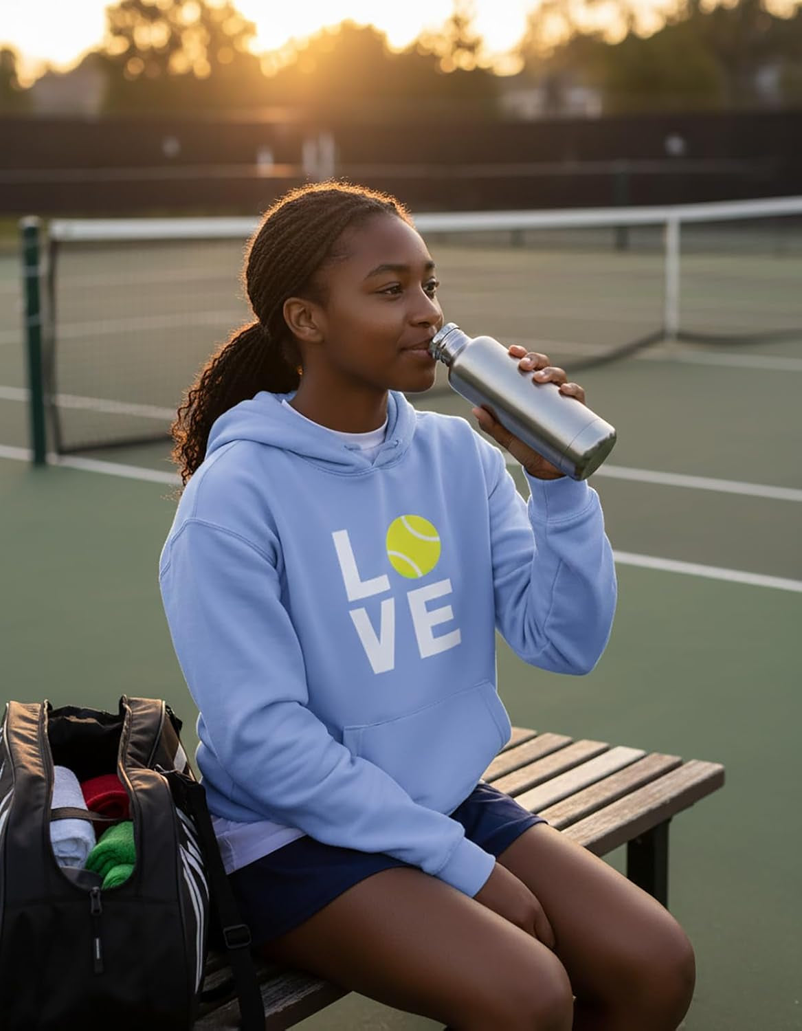 Love Tennis Hoodie Women Teen Girls Player Coach Fan Sporty Pullover | Cozy Fleece Tennis Hoodie; Great for Players, Coaches and Fans, Match Warmup, Game Day, Teen Girls Gift